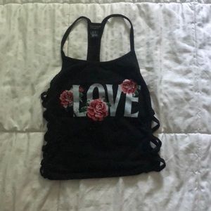 Cute black crop top with criss cross side